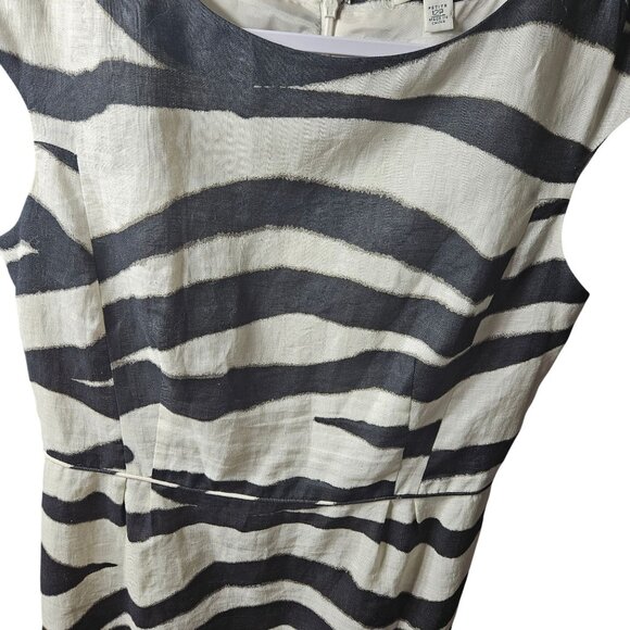 Banana Republic Zebra Print Linen Blend Sheath Dress 12P Petite Womens Back Zip - Picture 3 of 6